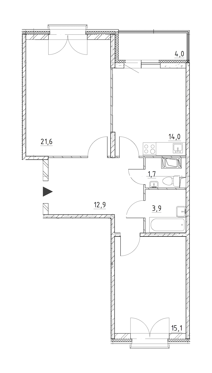 2-комнатная квартира 71.8 м², 4/8 эт., ЖК «Квартал Che»